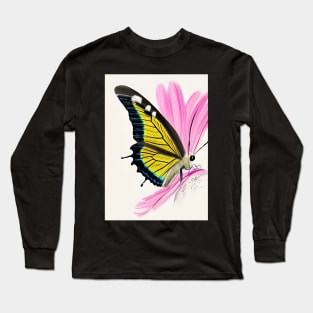 PRETTY COBALT BLUE AND PINK BUTTERFLY Long Sleeve T-Shirt